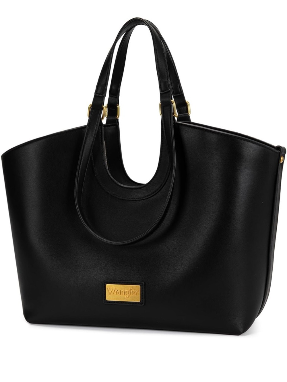 Large Black Leather WranglerTote Bag